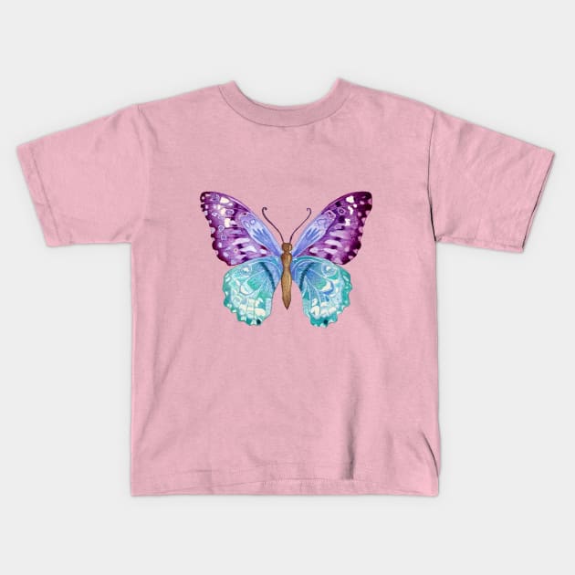 Pastel Butterfly Kids T-Shirt by Pearl and Plam